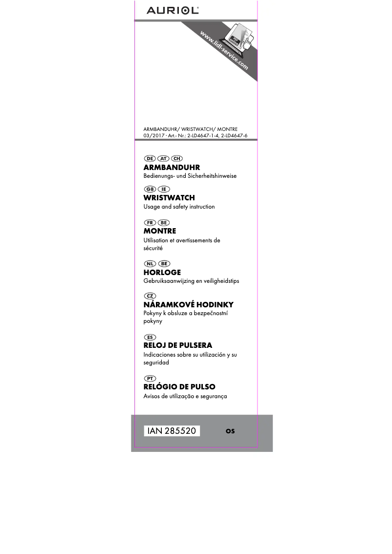 Page 1 de la notice Manuel utilisateur Auriol IAN 285520