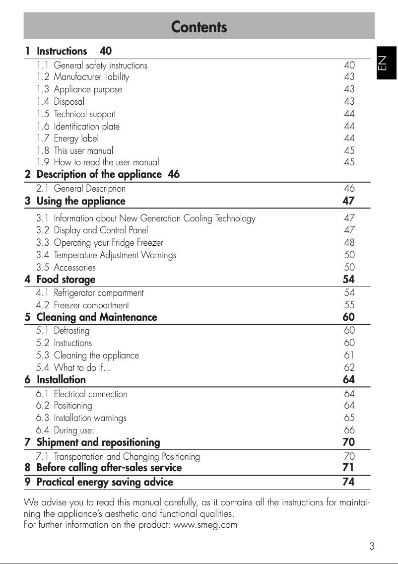 Página 1 del manual Folleto Smeg FA490RAN5