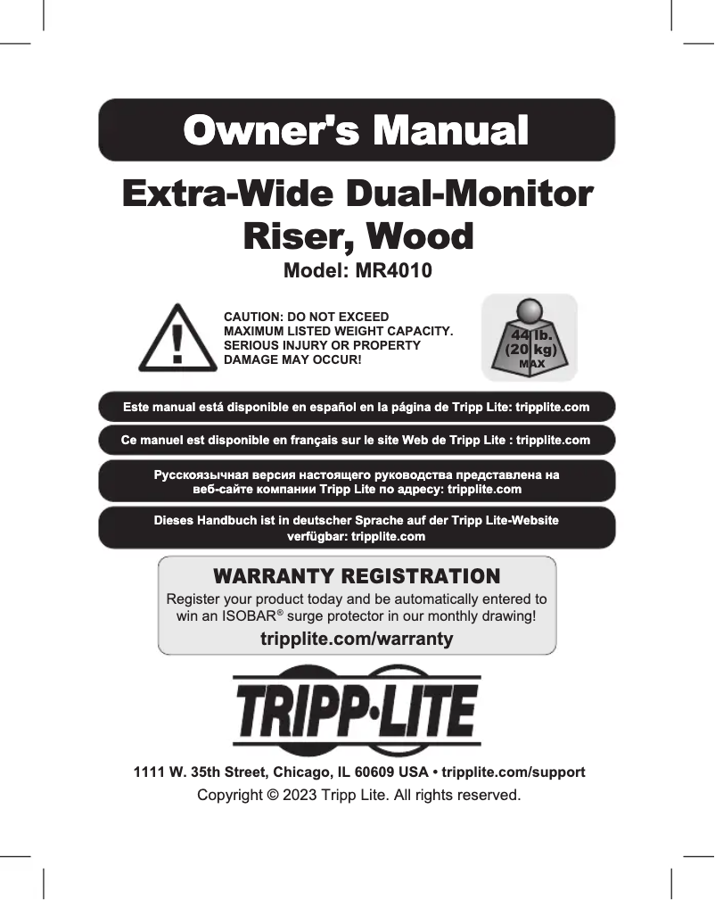 Page 1 de la notice Manuel utilisateur Tripp Lite MR4010