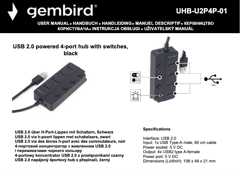 Page n°1 - Manuel utilisateur Gembird UHB-U2P4P-01