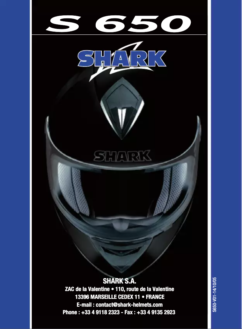 Page 1 de la notice Manuel utilisateur Shark S650