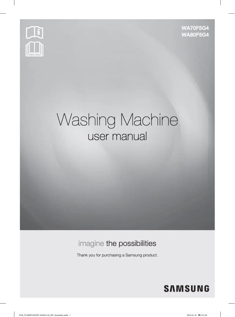 Page 1 de la notice Manuel utilisateur Samsung WA70F5G4DJW/SA