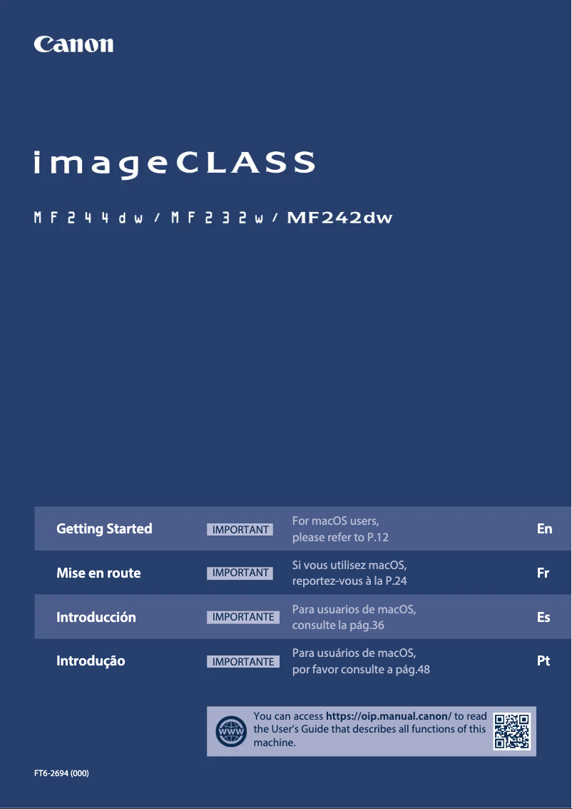 Page 1 de la notice Manuel utilisateur Canon imageCLASS MF232w