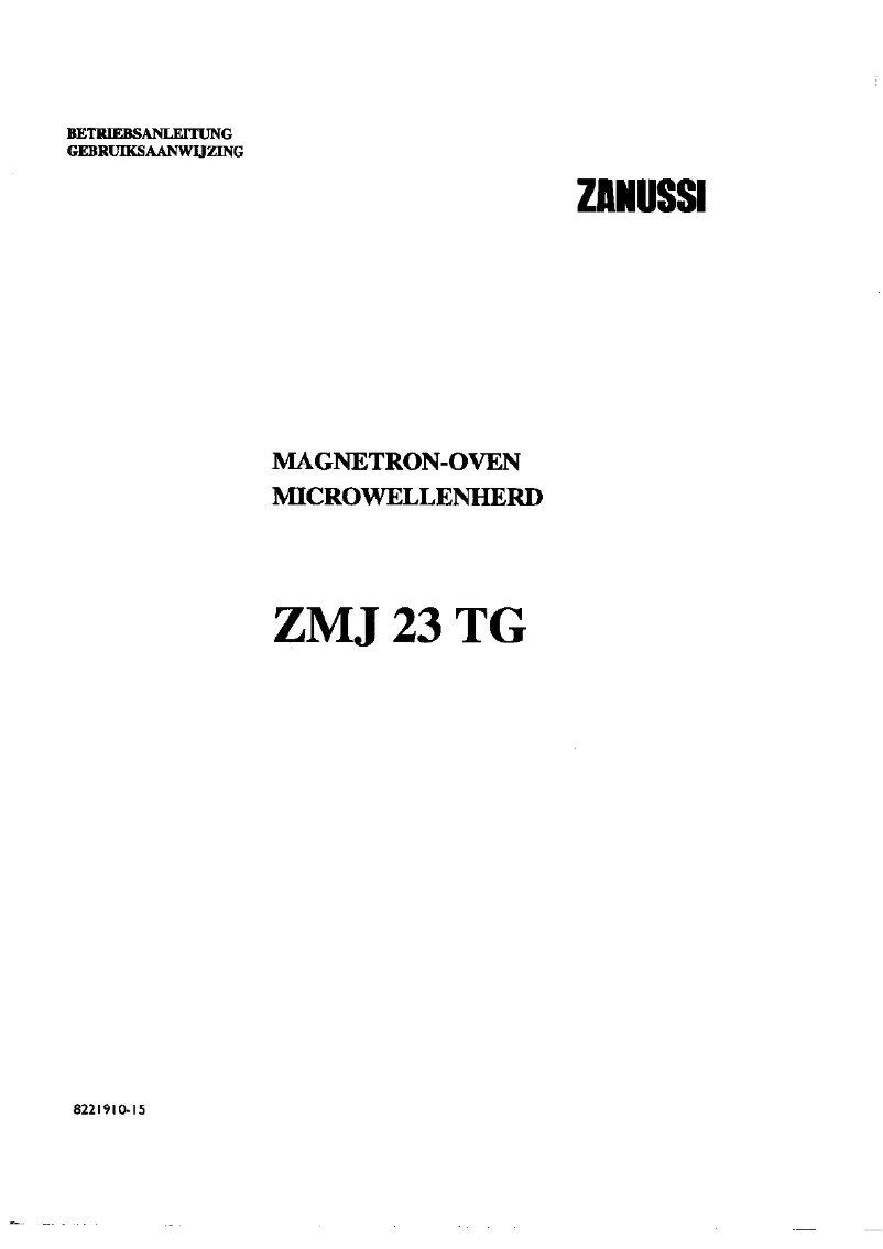 Page 1 de la notice Manuel utilisateur Zanussi ZMJ 23 mg