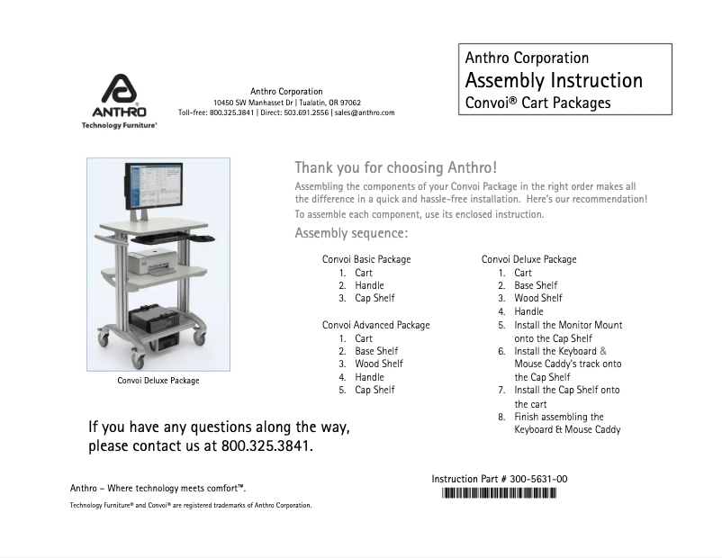 Page 1 de la notice Manuel utilisateur Anthro Convoi