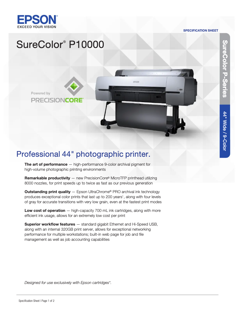 Page n°1 - Manuel utilisateur Epson SureColor P10000