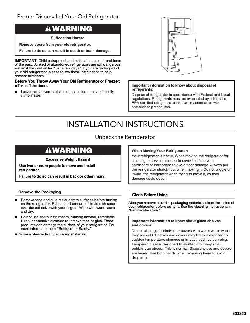 Page 1 de la notice Guide d'installation KitchenAid KRMF706EBS