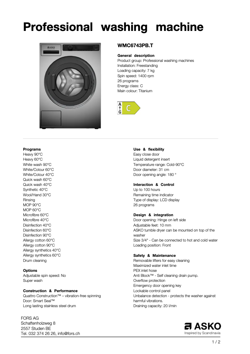 Image de la première page du manuel de l'appareil WMC6743PB