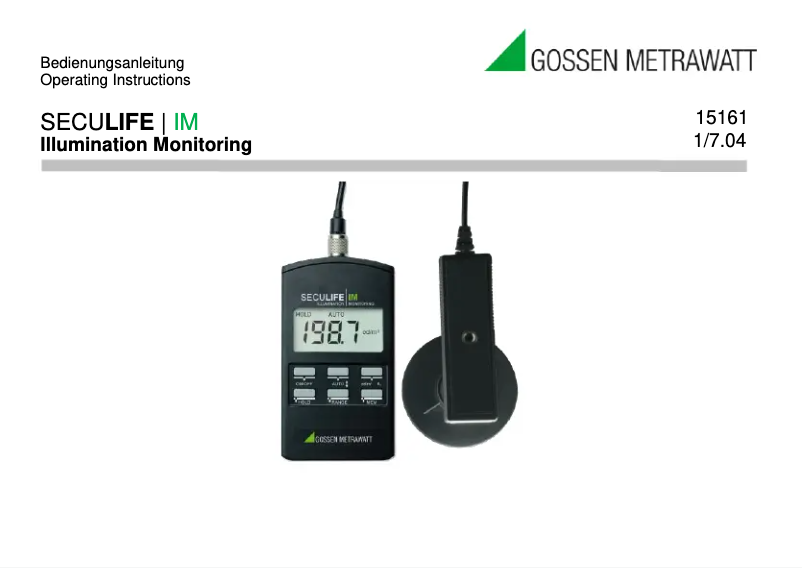 Page 1 de la notice Manuel utilisateur Gossen Metrawatt SecuLife IM