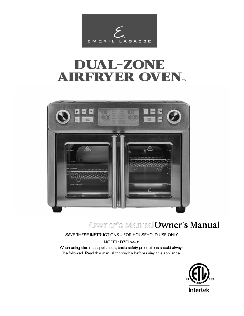 Page n°1 - Manuel utilisateur Emeril Lagasse Dual-Zone AirFryer Oven DZEL24-01