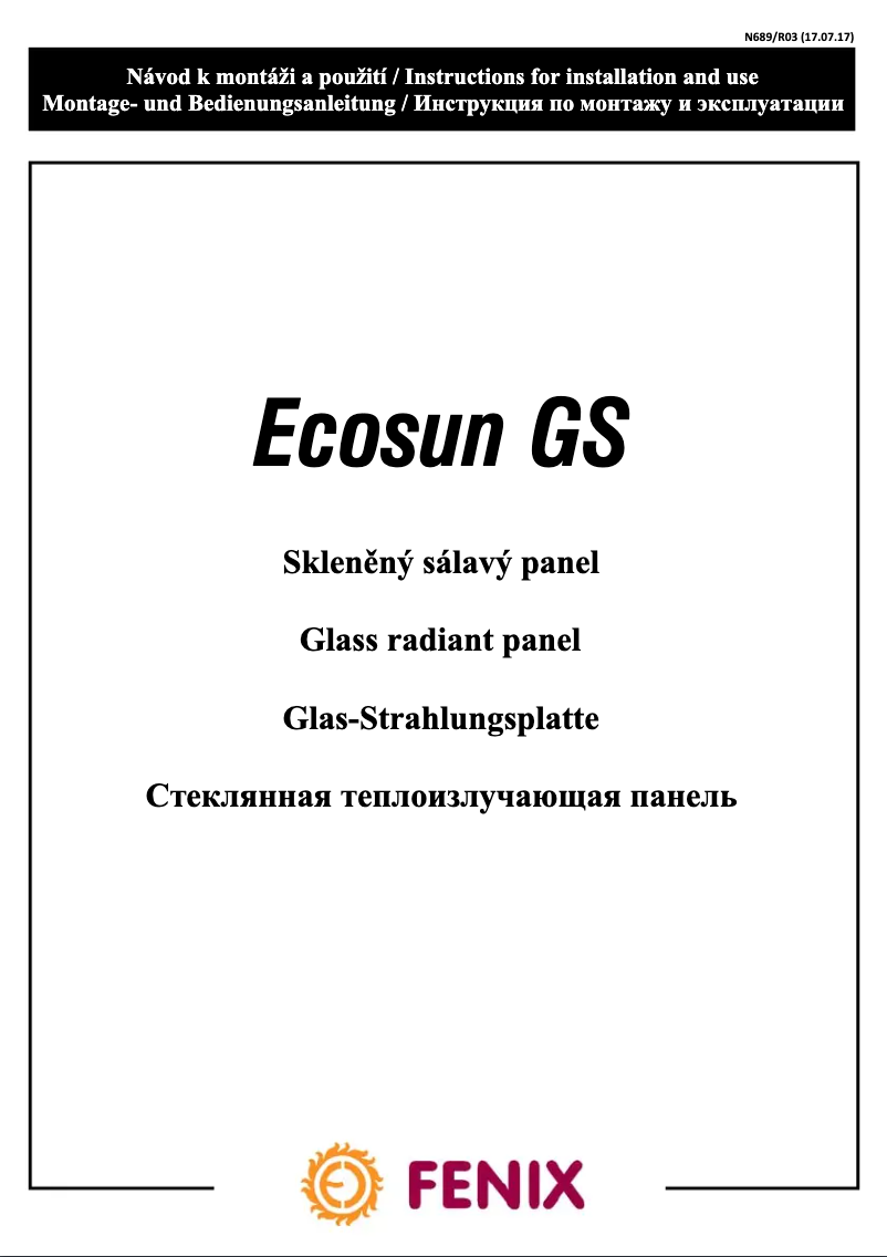 Page 1 de la notice Manuel utilisateur Fenix Ecosun GS 600