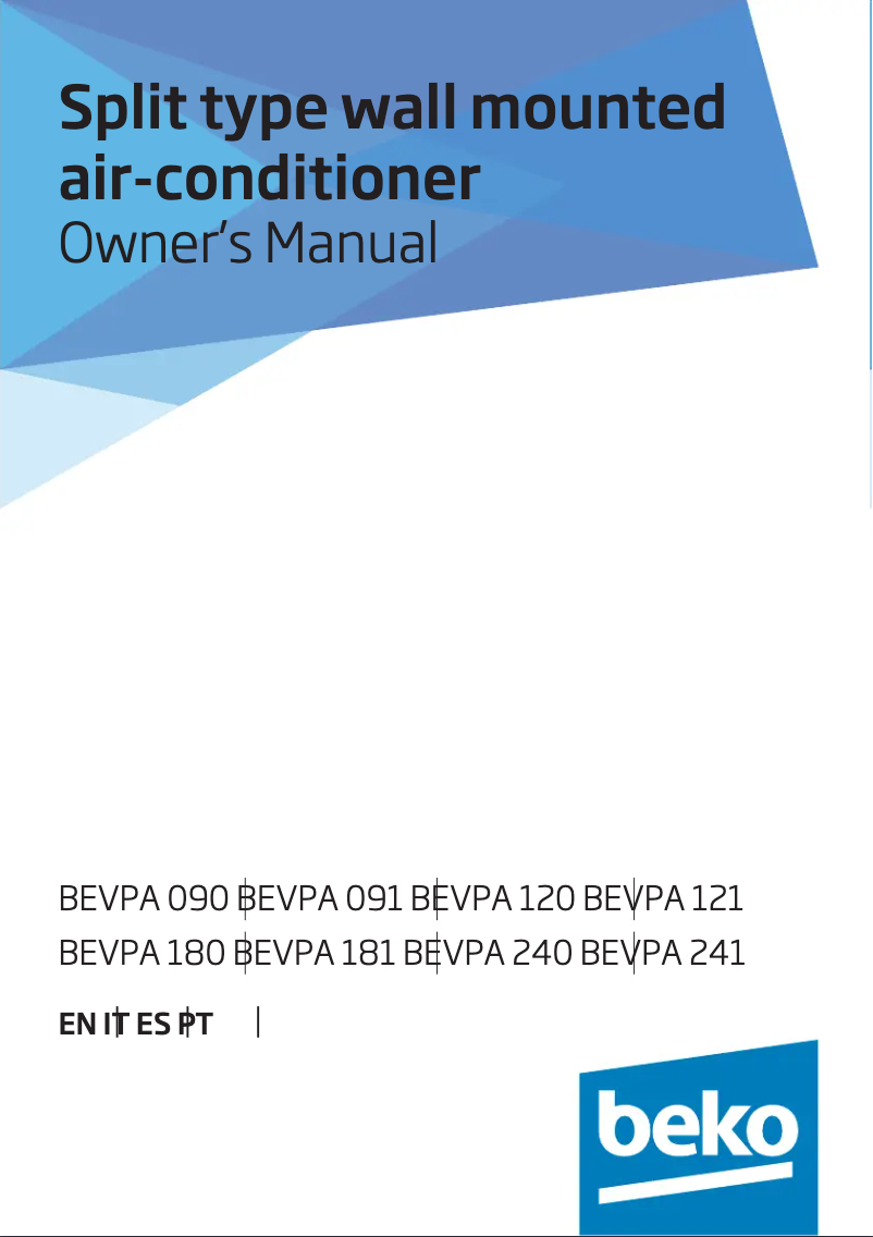 Page n°1 - Manuel utilisateur Beko BEVPA 180