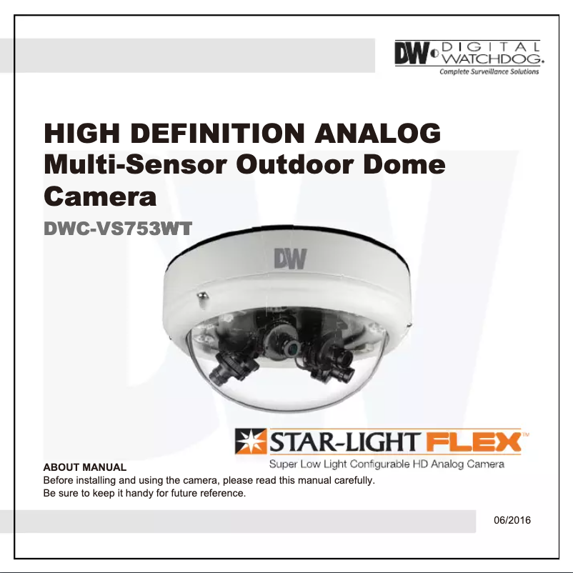 Page 1 de la notice Manuel utilisateur Digital Watchdog Star-Light Flex DWC-VS753WT