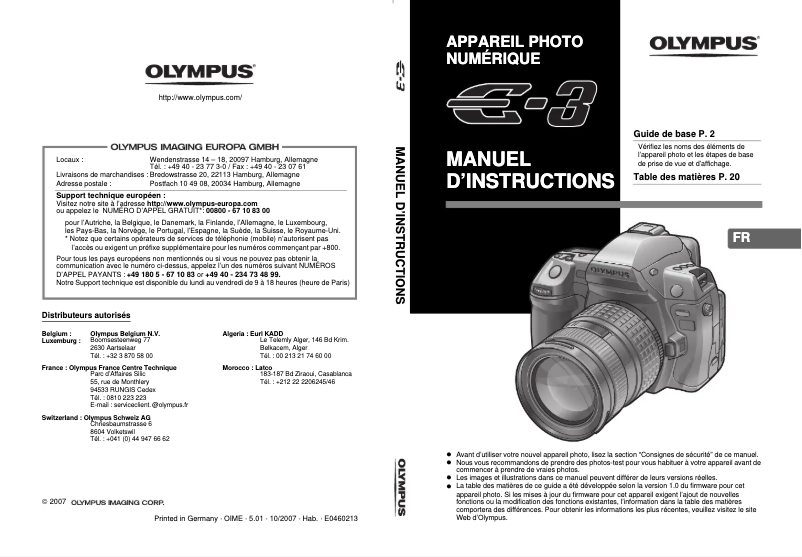 Page n°1 - Manuel utilisateur Olympus E-3