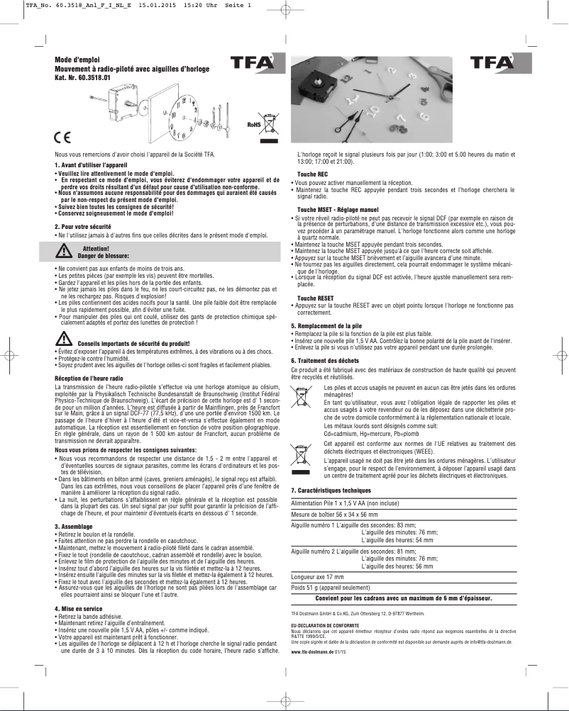 Page n°1 - Manuel utilisateur TFA 60.3518.01