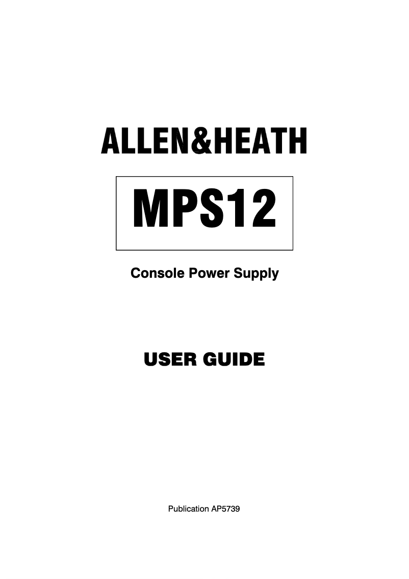 Page n°1 - Manuel utilisateur Allen & Heath MPS-12