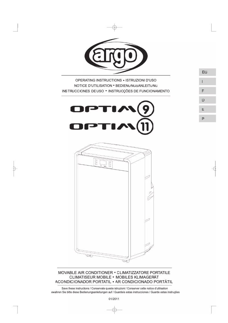Página 1 del manual Manual de usuario Argoclima Optimo 11