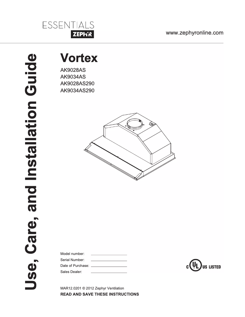 Page n°1 - Manuel utilisateur Zephyr AK9028AS