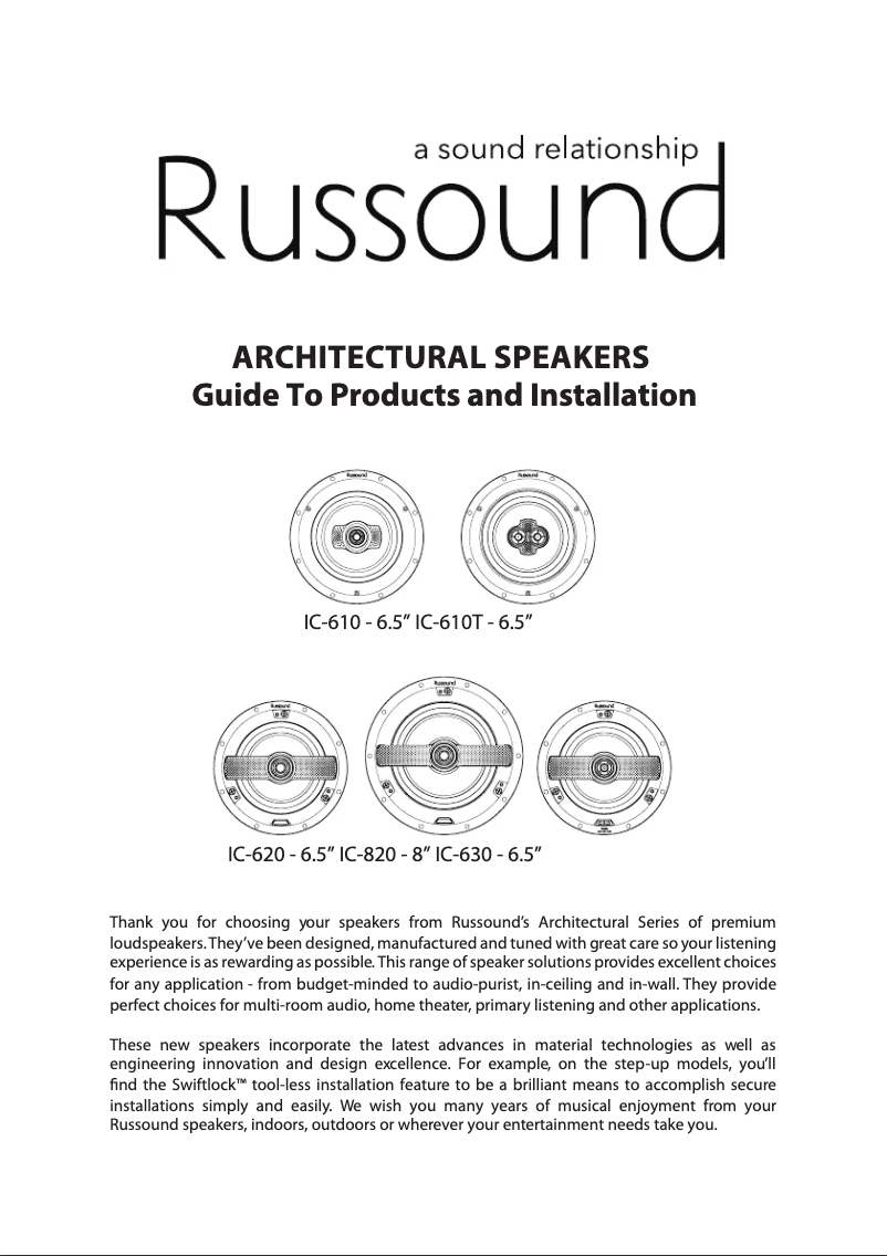 Page n°1 - Manuel utilisateur Russound IC-610T