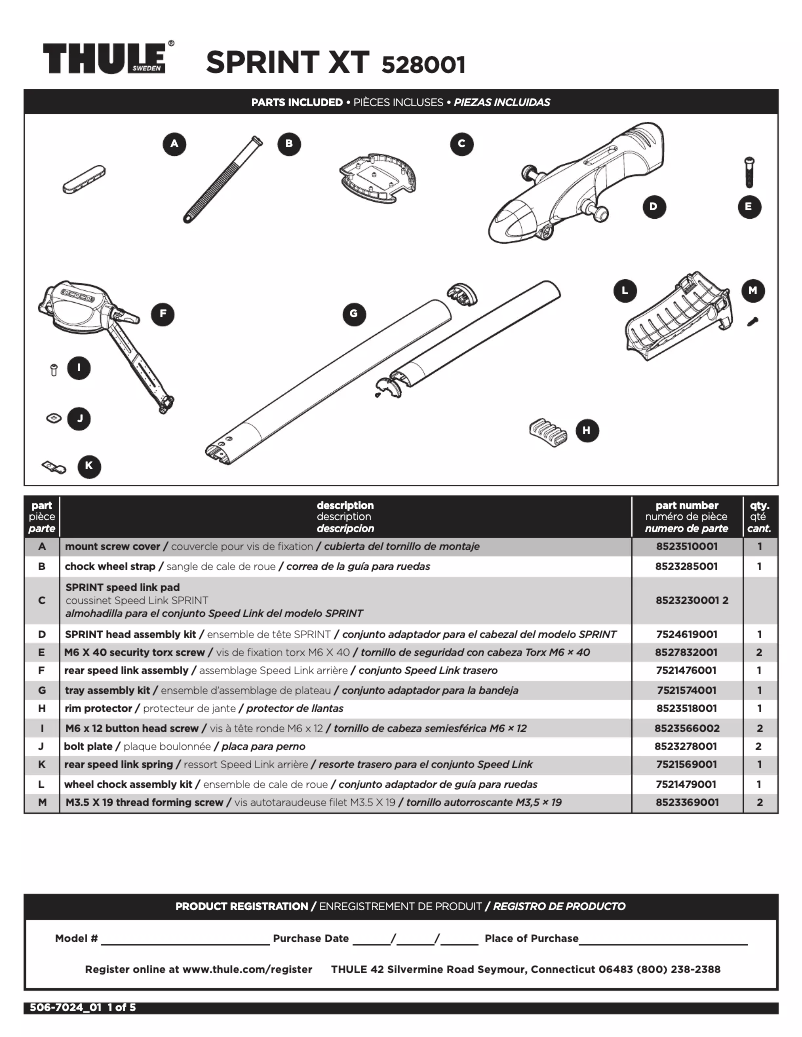 Página 1 del manual Manual de usuario Thule Sprint XT 528001
