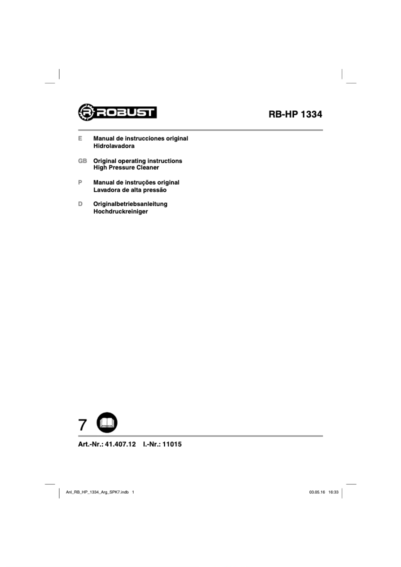 Page n°1 - Manuel utilisateur Robust RB-HP 1334
