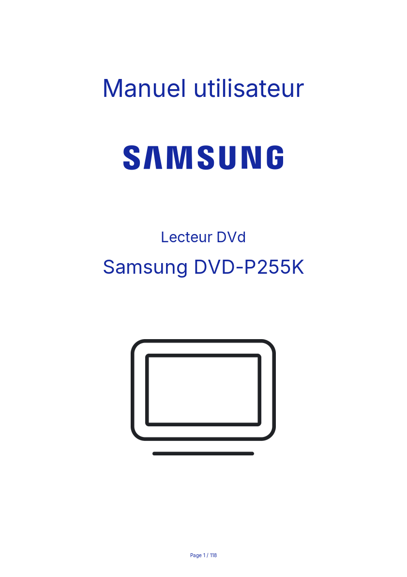 Page 1 de la notice Manuel utilisateur Samsung DVD-P255K