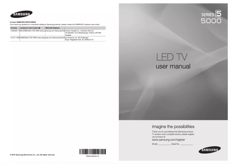 Page n°1 - Manuel utilisateur Samsung UN40C5000QF