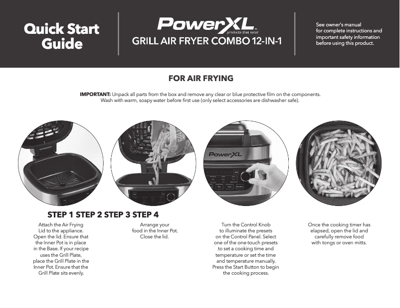 Page n°1 - Guide de démarrage rapide PowerXL Grill Air Fryer Combo 12-in-1 MFC-AF-8