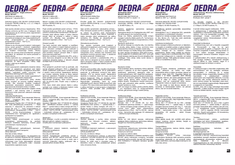 Page n°1 - Manuel utilisateur DEDRA BH1057