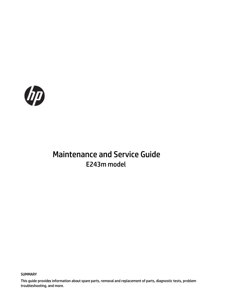 Page n°1 - Manuel d'utilisation et d'entretien HP EliteDisplay E243m