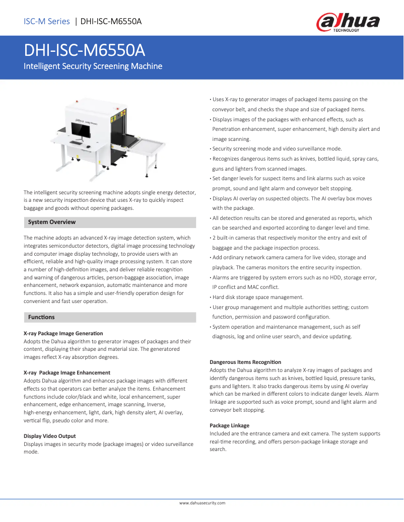 Page 1 de la notice Fiche technique Dahua Technology ISC-M6550A