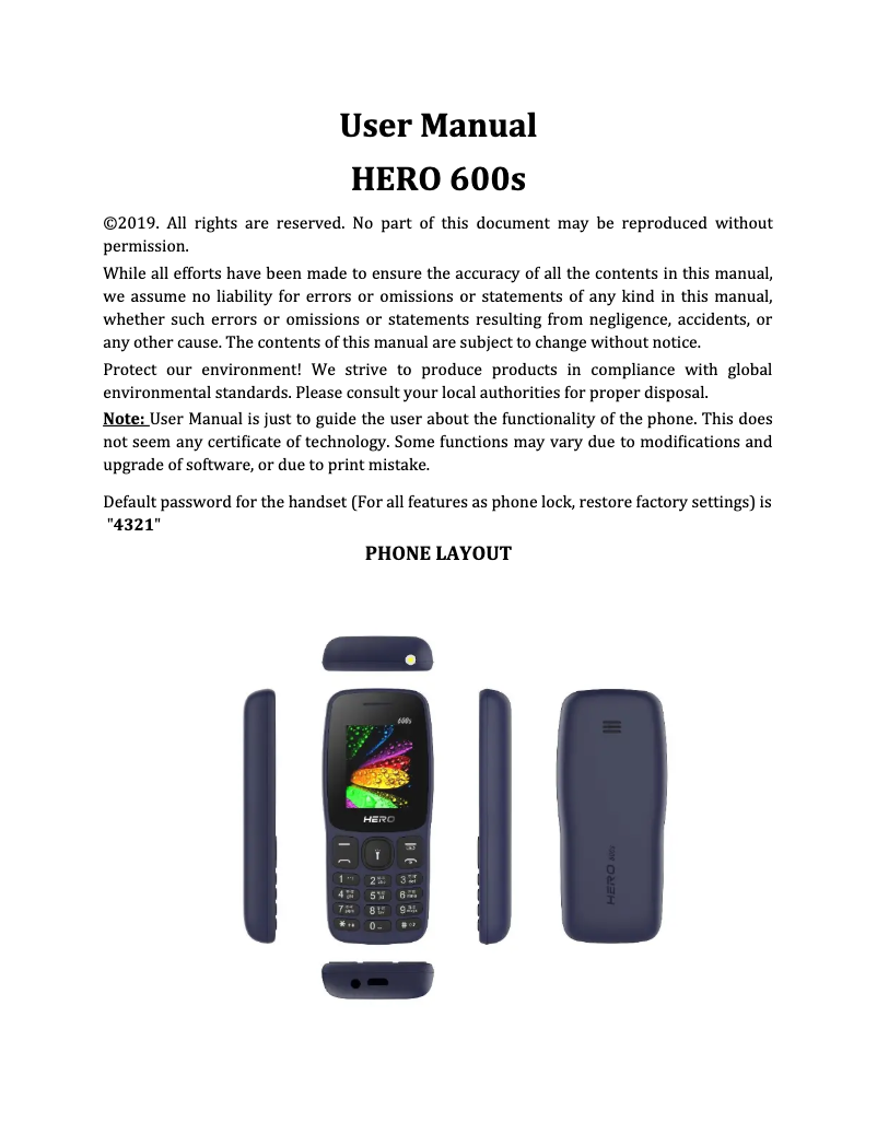 Image de la première page du manuel de l'appareil Hero 600s
