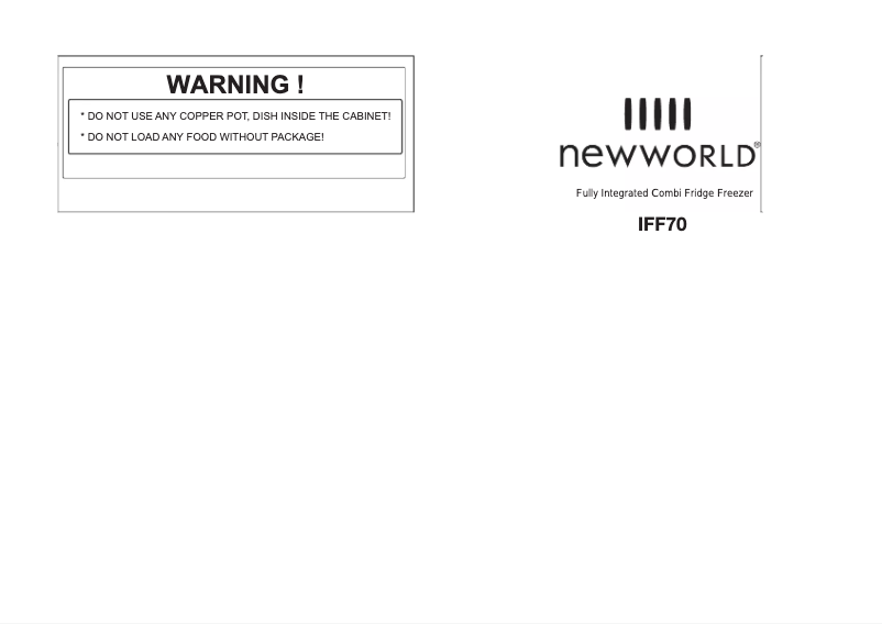Page 1 de la notice Manuel utilisateur New World IFF70