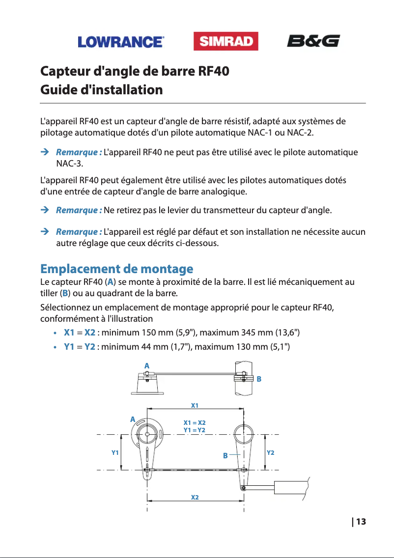 Page 1 de la notice Manuel utilisateur Simrad RF40