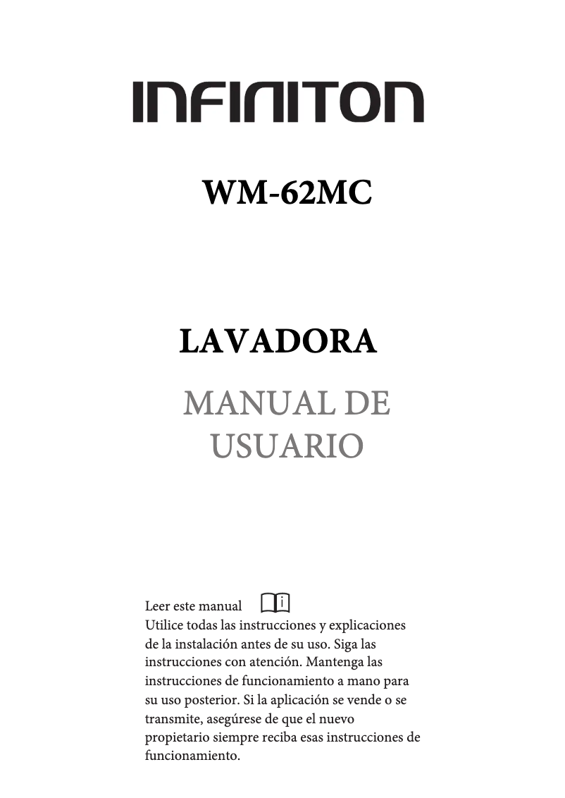 Page n°1 - Manuel utilisateur Infiniton WM-62MC