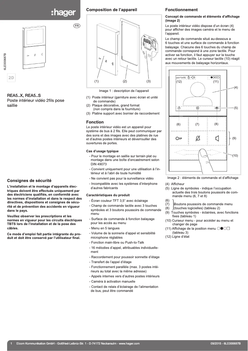 Page n°1 - Manuel utilisateur Hager REK521X