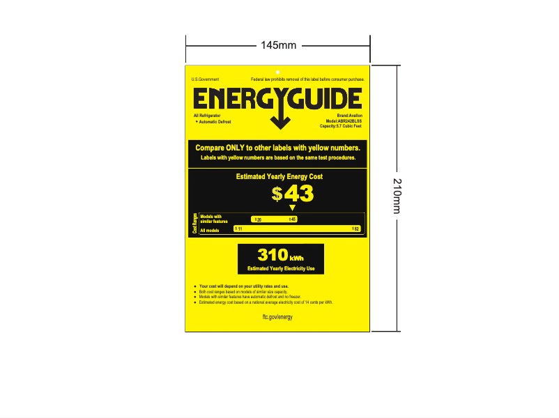 Page 1 de la notice Label énergétique Avallon ABR242BLSS