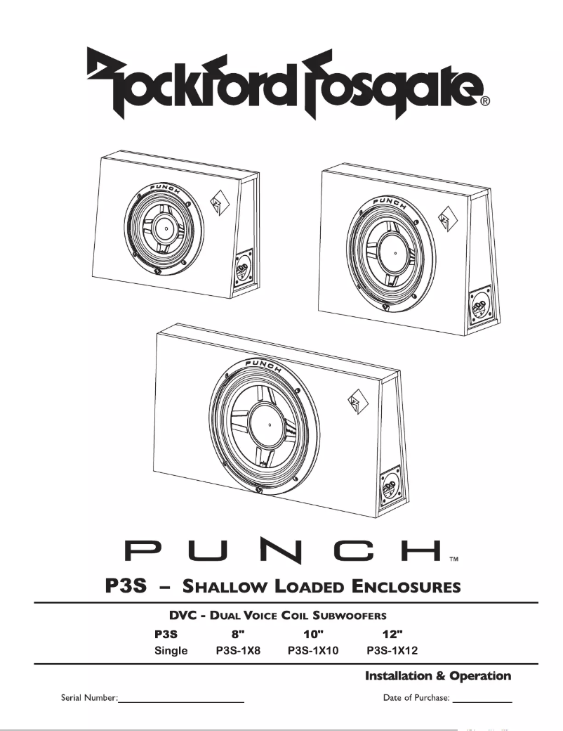 Page n°1 - Manuel utilisateur Rockford Fosgate Punch P3S-1X8