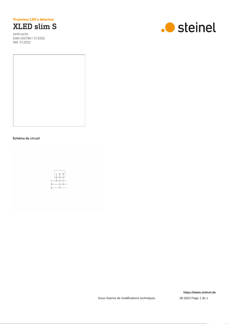 Page 1 de la notice Schéma de câblage Steinel XLED Slim S