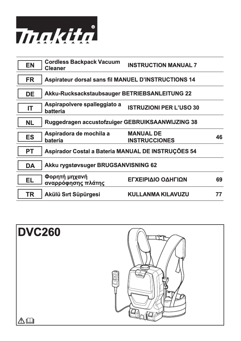 Page 1 de la notice Manuel utilisateur Makita DVC260