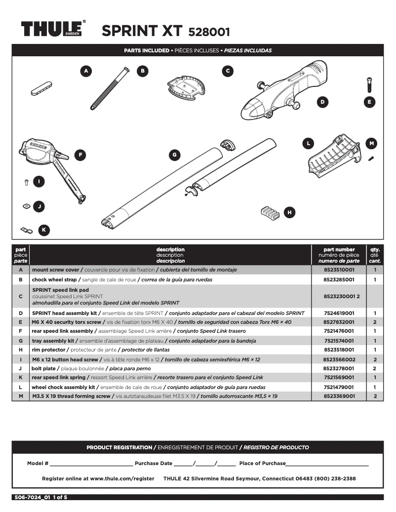 Página 1 del manual Manual de usuario Thule Sprint XT 569