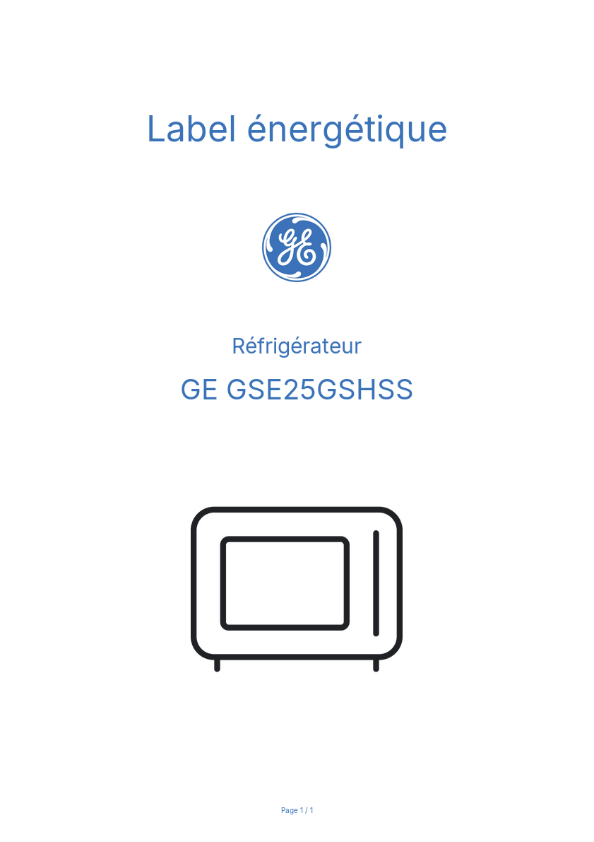Image de la première page du manuel de l'appareil GSE25GSHSS