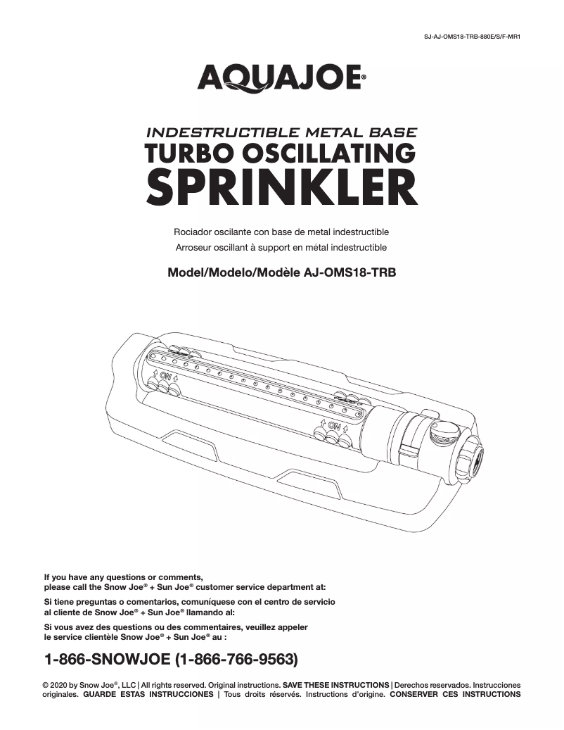 Page 1 of the manual User Manual Aqua Joe AJ-OMS18-TRB