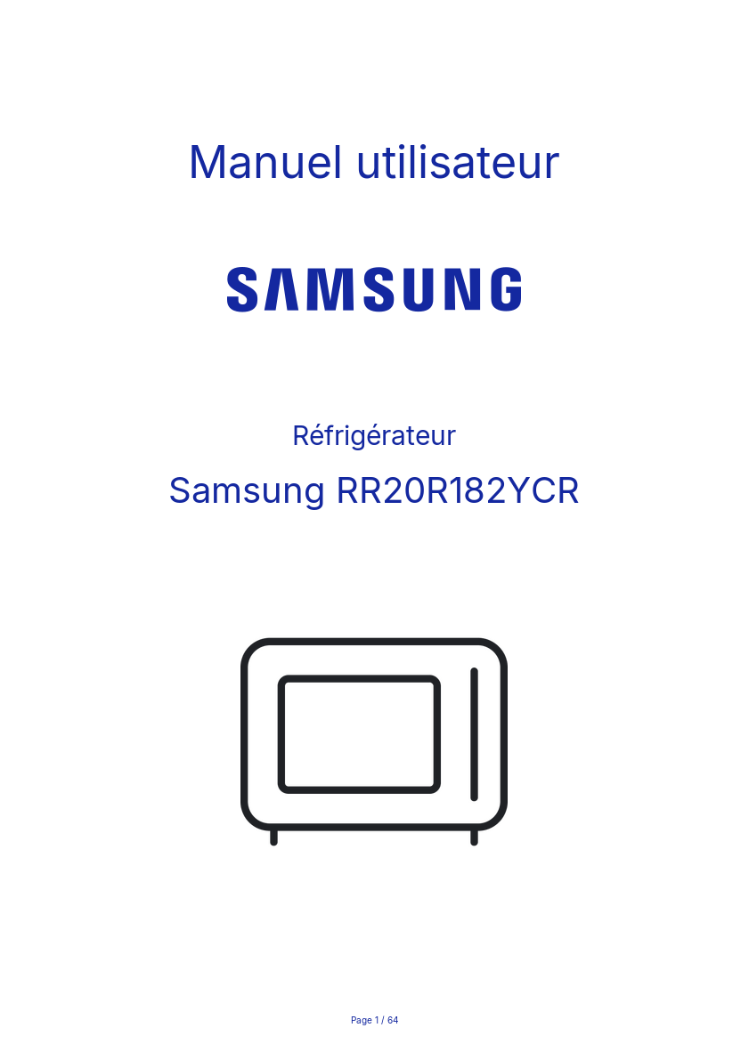 Page n°1 - Manuel utilisateur Samsung RR20R182YCR