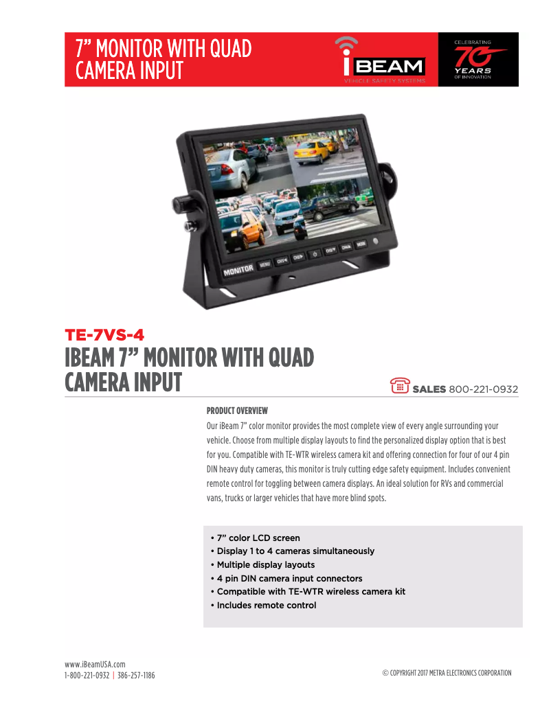 Page 1 de la notice Fiche technique Metra TE-7VS-4