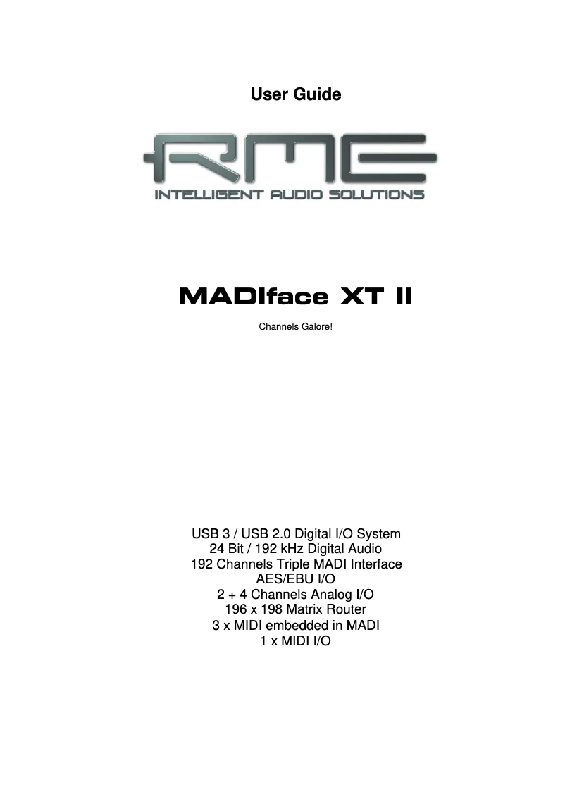 Image de la première page du manuel de l'appareil MADIface XT II