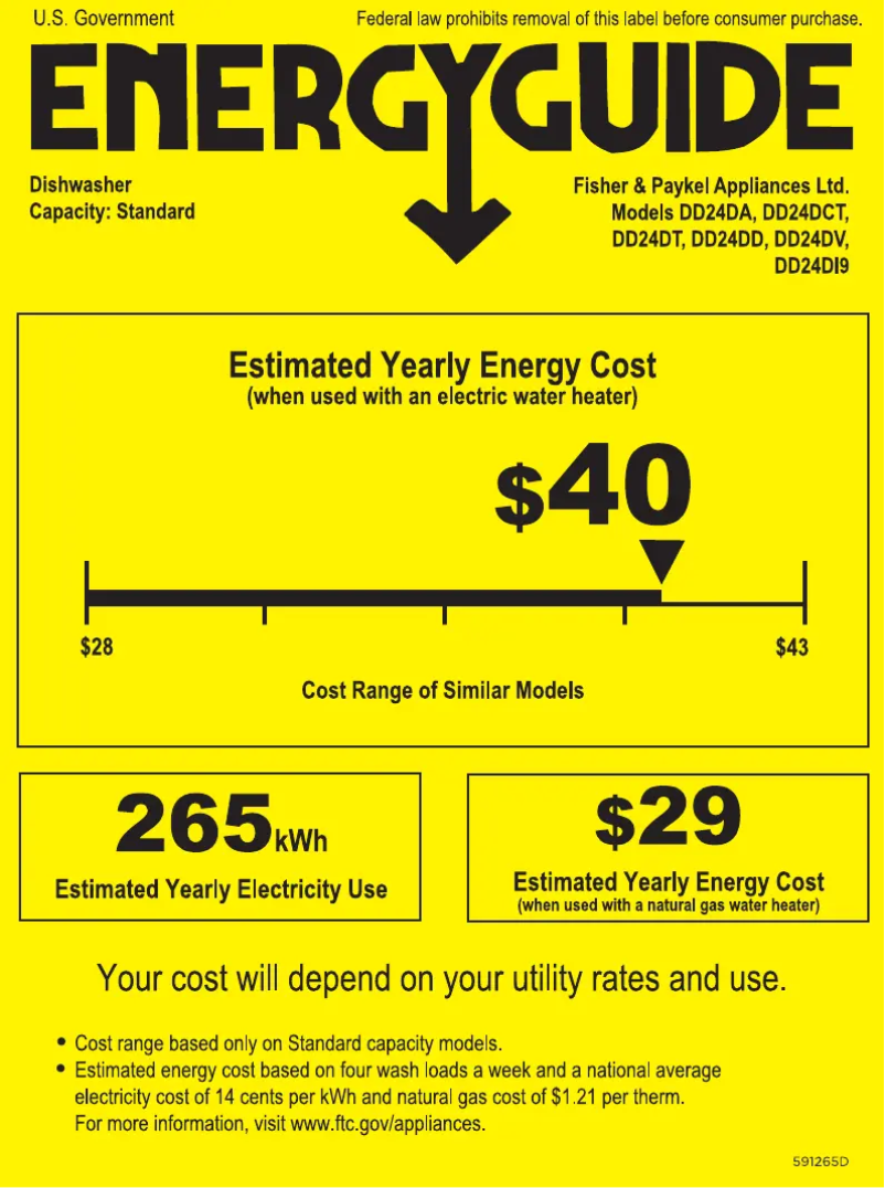 Page 1 de la notice Label énergétique Fisher & Paykel DD24DAX9 N