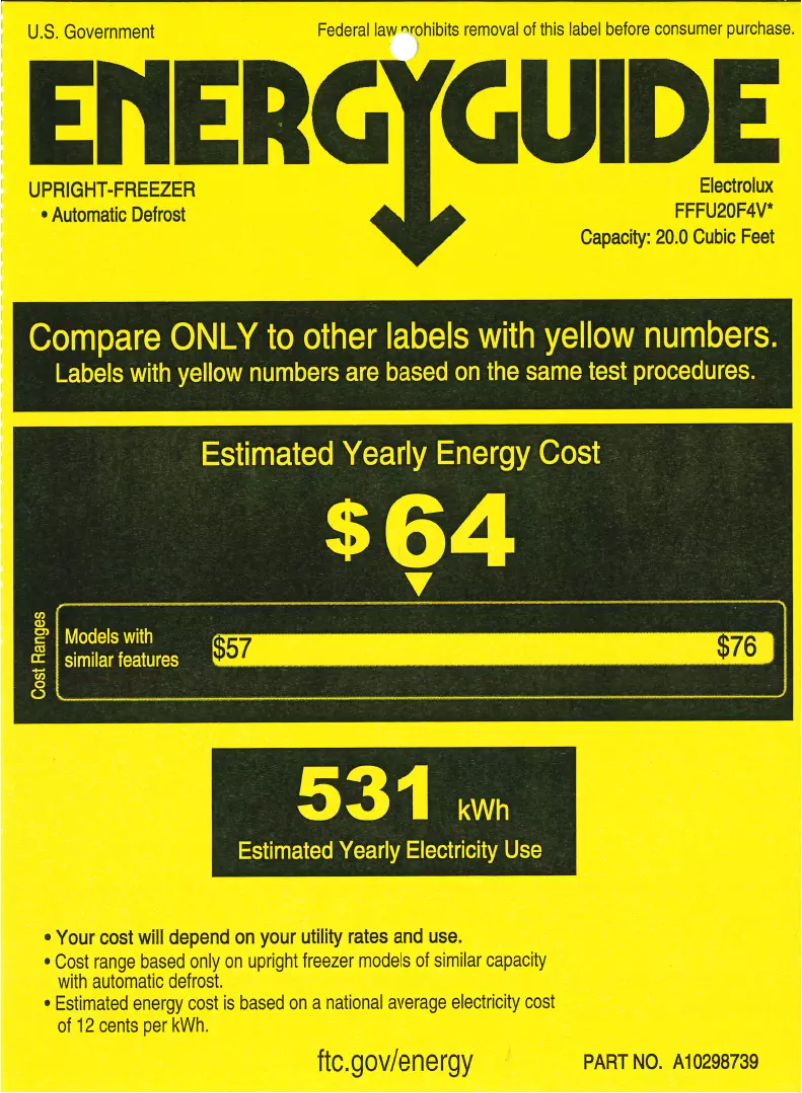 Page n°1 - Label énergétique Frigidaire FFFU20F4VN