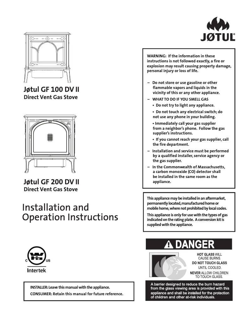 Page n°1 - Manuel utilisateur Jøtul GF 200 DV II