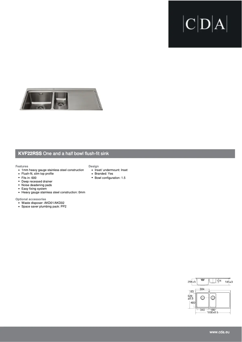 Page n°1 - Fiche technique CDA KVF22RSS